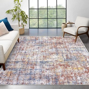 Area Rug 5x7 Low Pile Machine Washable Rug Modern Abstract Printed Non Slip Non Shedding Foldable Carpet - 1 of 4