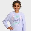 Girls' Disney Stitch Boucle Pullover Sweater - Light Blue - 2 of 4