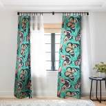Heather Dutton Mariposa Boho Butterflies Aqua Single Panel Sheer Window Curtain - Deny Designs