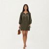 Anna-Kaci Women's Long Sleeve Button Front Mini Dress with Side Tie Details and Relaxed Fit - 3 of 4