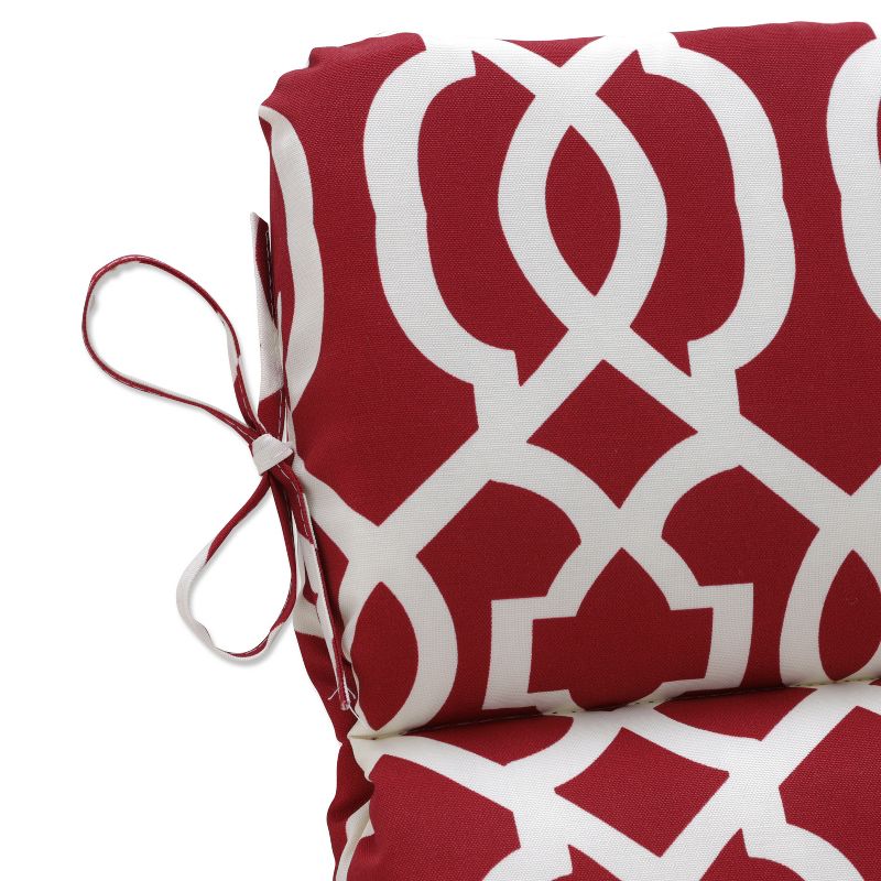 Outdoor Rounded Chair Cushion - Red/White Geometric - Pillow Perfect, 3 of 6