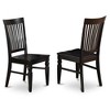 East West Furniture, Weston Dining Wood Seat Chair with Slatted Back in Black Finish, Set of 2 - 3 of 4