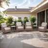POCASSY Outdoor Swivel Patio Chairs Set with 6-Inch Thick Cushions, All Weather Brown Wicker Patio Furniture Set Outdoor Bistro Set for Porch - 3 of 4