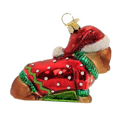 Handcrafted Glass Dachshund Puppy Christmas Tree Ornament