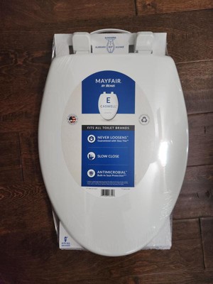 Elongated Cushioned Vinyl Toilet Seat Never Loosens Chrome Hinges White -  Mayfair By Bemis : Target
