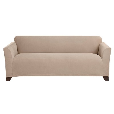 Stretch Morgan Sofa Slipcover Khaki - Sure Fit: Elastic Knit, Protective Furniture Cover