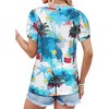 Nlife Womens Puff Short Sleeve Hawaiian Shirts Floral Tropic Printed Pleated V Neck Summer Casual T-Shirt Trendy Boho Blouses Tops - 4 of 4