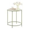 VASAGLE Round Side Table, Glass End Table with Metal Frame, Laurel Green Coffee Table with Modern Style - 2 of 4