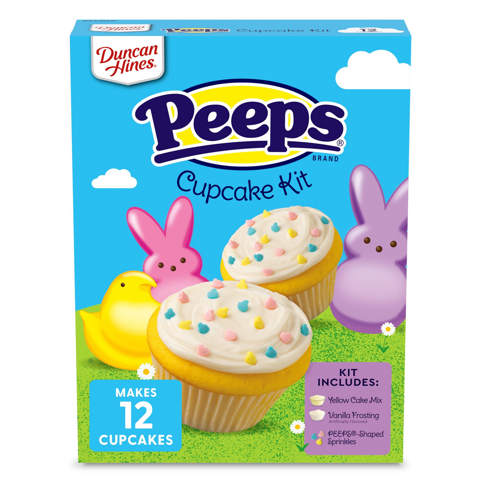 Duncan Hines PEEPS Cupcake Mix and Frosting Kit with PEEPS Shaped Sprinkles - 14.52oz