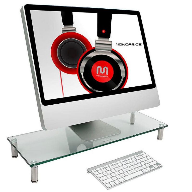 Monoprice Multimedia Desktop Stand 27.5" x 9.5" - Stand & Riser, Laptop Stand, Desktop TV Stand, Dual Monitors w/ Height Adjustable Legs - Workstream, 2 of 6