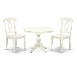 3-Piece Linen White Finish Solid Wood Top - Dining Room Set - Seats 4 - 1 of 4