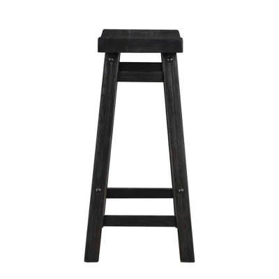 Sonoma 24" Distressed Black Charcoal Backless Saddle Wood Stool