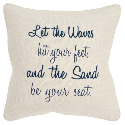 Quote Poly Filled Pillow Cream/Navy - Rizzy Home