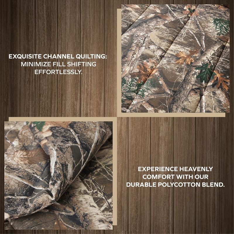Realtree Edge Camo Comforter Set, Premium Polycotton Fabric, Camouflage Bed Set Full, Super Soft 3-Piece Forest Bedding Set Hunting & Outdoor, 4 of 8