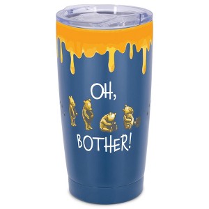 Elanze Designs 20 oz Stainless Steel On the Go Insulated Travel Tumbler With Push Top Lid, Classic Yellow Bear Blue - 1 of 4
