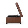 FURNIinspire Ottomans And Benches 30.25 Inch Leather Ottoman Bench, Decorative Stool, Square Ottoman for Living Room, Black, 30.25"*30.25"*18" - 2 of 4