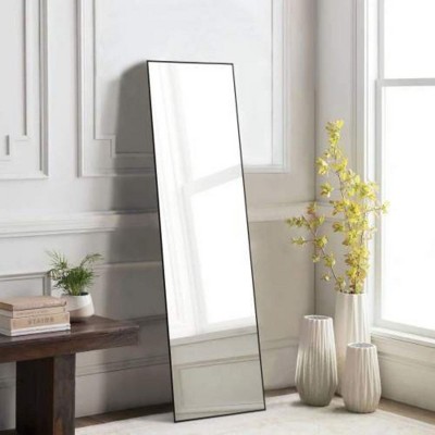 Floor Standing Mirror, Wall Mirror with Stand Aluminum Alloy Thin Frame