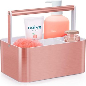 Attop Portable Shower Storage Basket with Handles and Adjustable Dividers for College Dorm, Kitchen, Bathroom Storage Organization Tote, Pink - 1 of 4