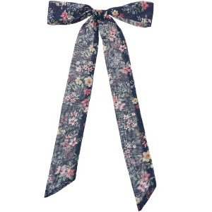 Elerevyo Women's Floral Chiffon Lightweight Skinny Neck Scarf Neckerchief - 1 of 4