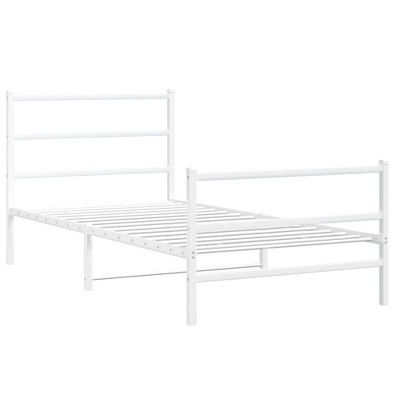 vidaXL White Metal Single Bed Frame with Headboard/Footboard for Bedroom