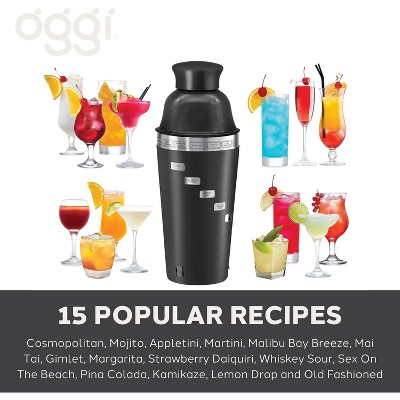 OGGI Groove Insulated Cocktail Shaker-17oz Double Wall Vacuum Insulated Stainless Steel, Tritan Lid Has Built In Strainer, Ideal Cocktail Mixer, Martini Shaker, Margarita Shaker, Black