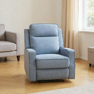 Resenkos Electric Power Wall Hugger Recliner, USB Charging Station, Linen Upholstered Chair with Retractable Footrest, Blue - 1 of 4