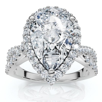Pompeii3 Certified 3Ct Pear Shape Diamond Engagement Ring 14k Gold or Platinum Lab Created