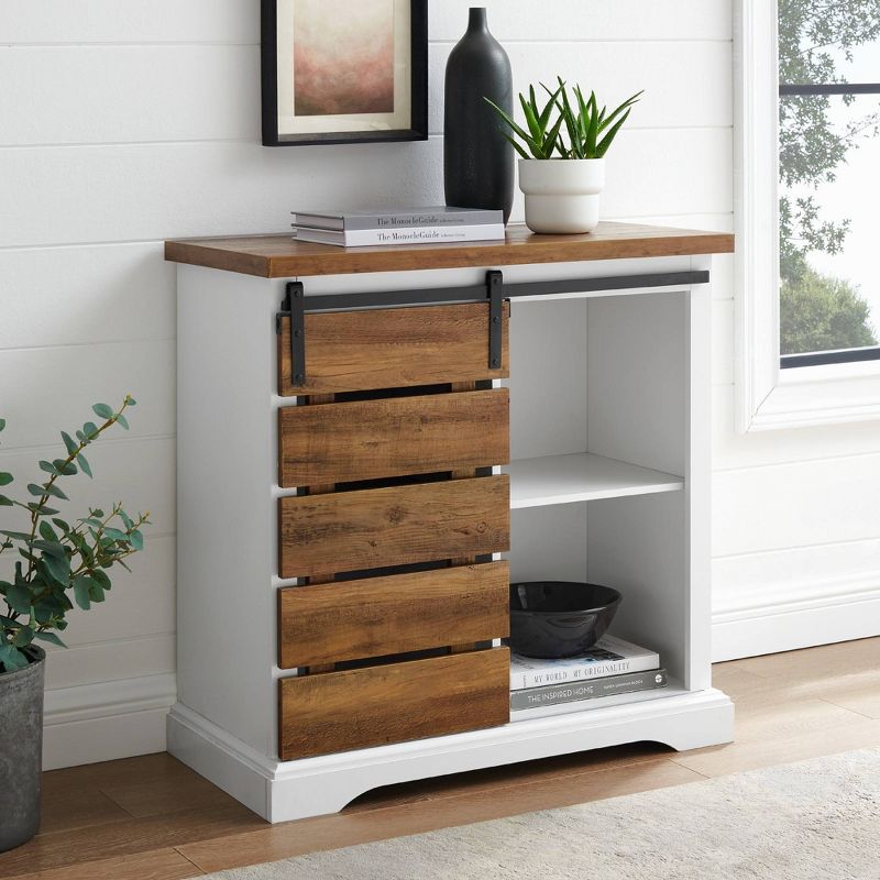 Tertia Modern Transitional Accent Cabinet with Sliding Plank Door - Saracina Home, 3 of 14