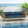 Outdoor Acacia Wood Daybed, 3 Seater Day Bed Couch Sofa with Water Resistant Cushions for Patio Backyard, Garden Furniture, - 3 of 4