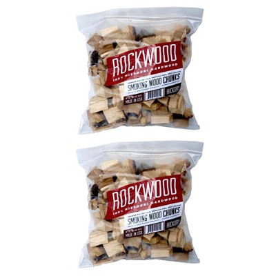 Rockwood Missouri 3 to 5 Pound All Natural Organic Flavorful Hardwood Low & Slow Outdoor Smoker Smoking Wood Chunks, Hickory (2 Pack)