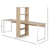 Aghana Digitals 88" Natural Wood 2-Person Home Office Desk with 4-Tier Storage Shelves, Double - 2 of 4