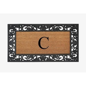 A1HC Natural Coir Monogrammed 23"X38", Anti‑Shed Treated Durable Doormat for Outdoor Entrance - 1 of 4