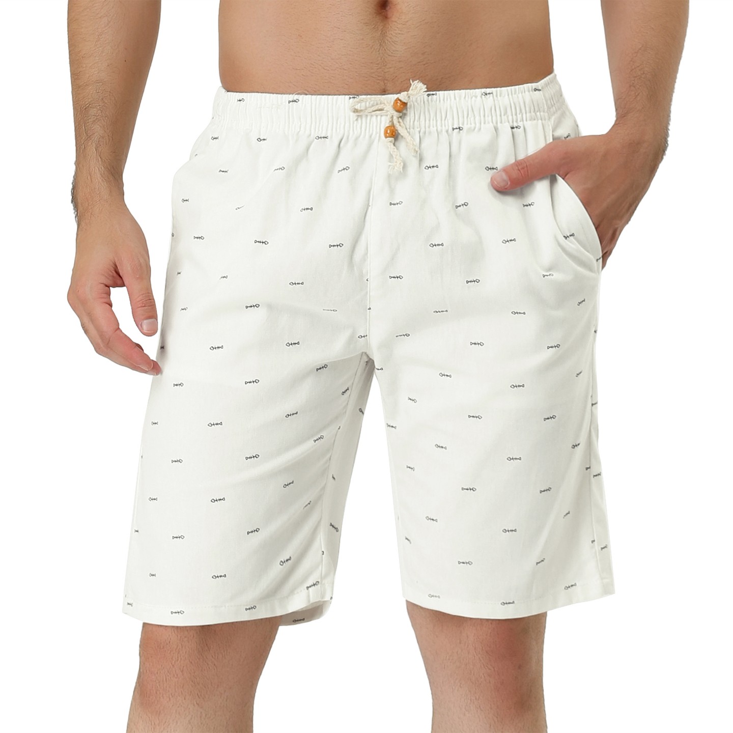 Мужские шорты Lars Amadeus Summer Holiday Drawstring Waistband Patterned Beach Board Shorts 2 Pack White/Navy Blue 32, цвет: Белый — фото 2