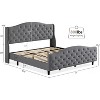 Bed Frame with Headboard, Upholstered Bed Frame, Velvet Bed Frame with Tufted & Nailhead, Heavy Duty - 2 of 4