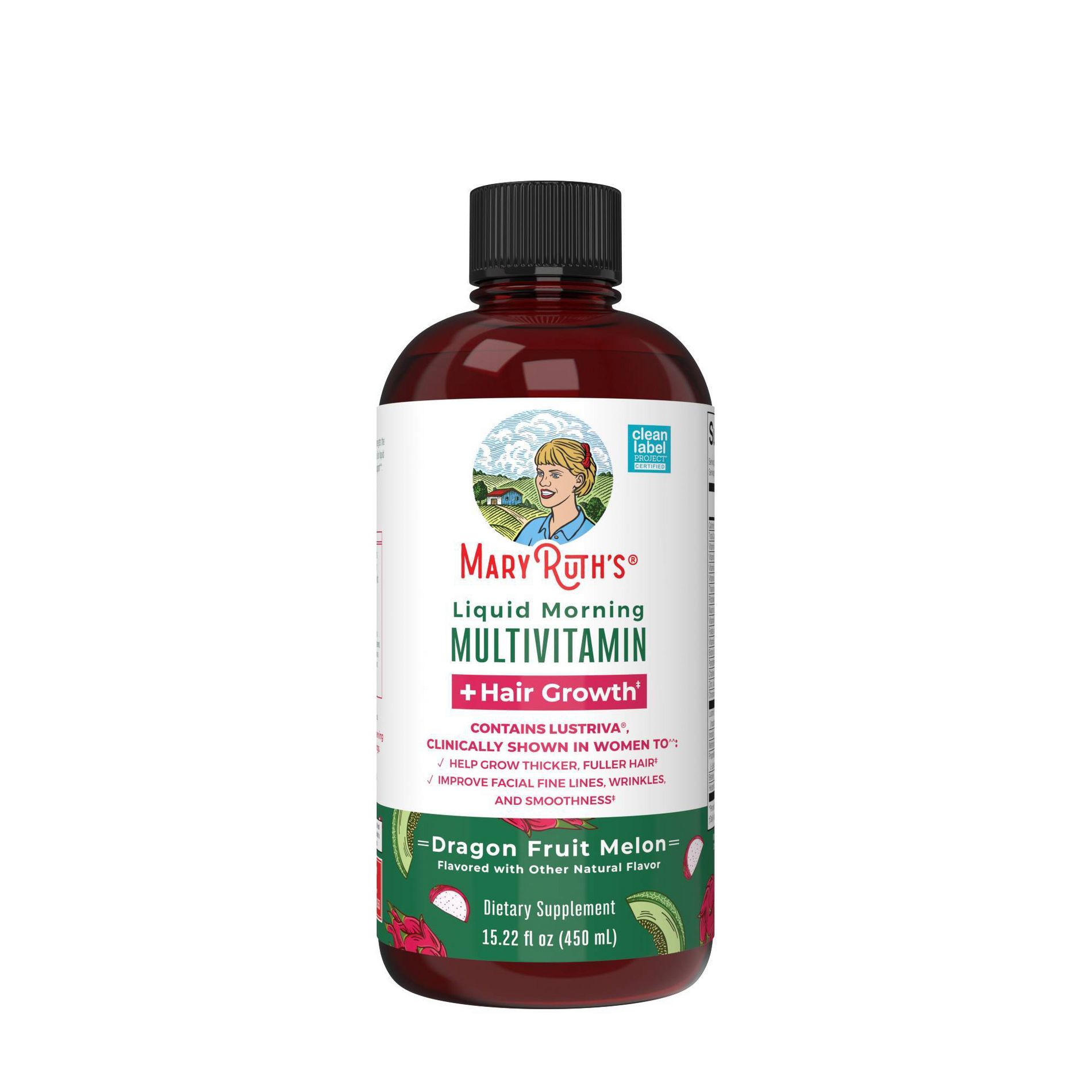 MaryRuth's Liquid Morning Multivitamin + Hair Growth - Dragonfruit Melon - 15.22 fl oz