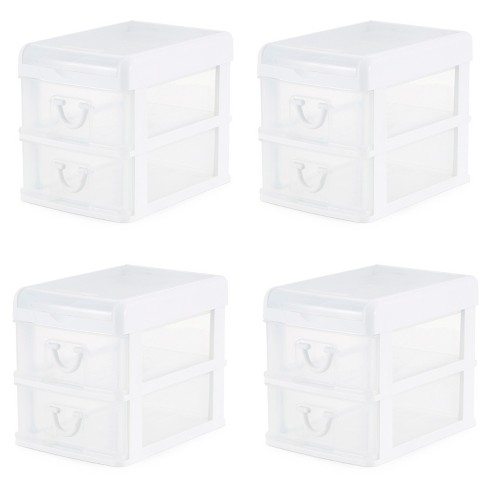 Gracious Living Clear Mini 2 Drawer Desk And Office Organizer With Flip Top  Storage For Cosmetics, Arts, Crafts, And Stationery Items, White (4 Pack) :  Target