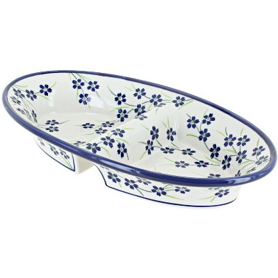 Blue Rose Polish Pottery 1280 Zaklady Divided Dish