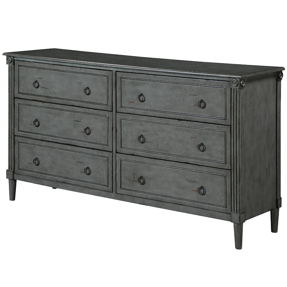 Photos - Dresser / Chests of Drawers Latimer Traditional 6 Drawers Dresser Antique Gray - HOMES: Inside + Out