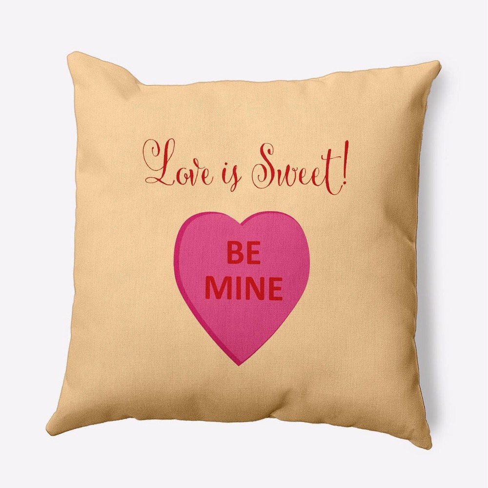 Photos - Pillow 16"x16" Valentine's Day Love is Sweet Square Throw  Soft Lemon - e by design: Decorative Indoor Accent