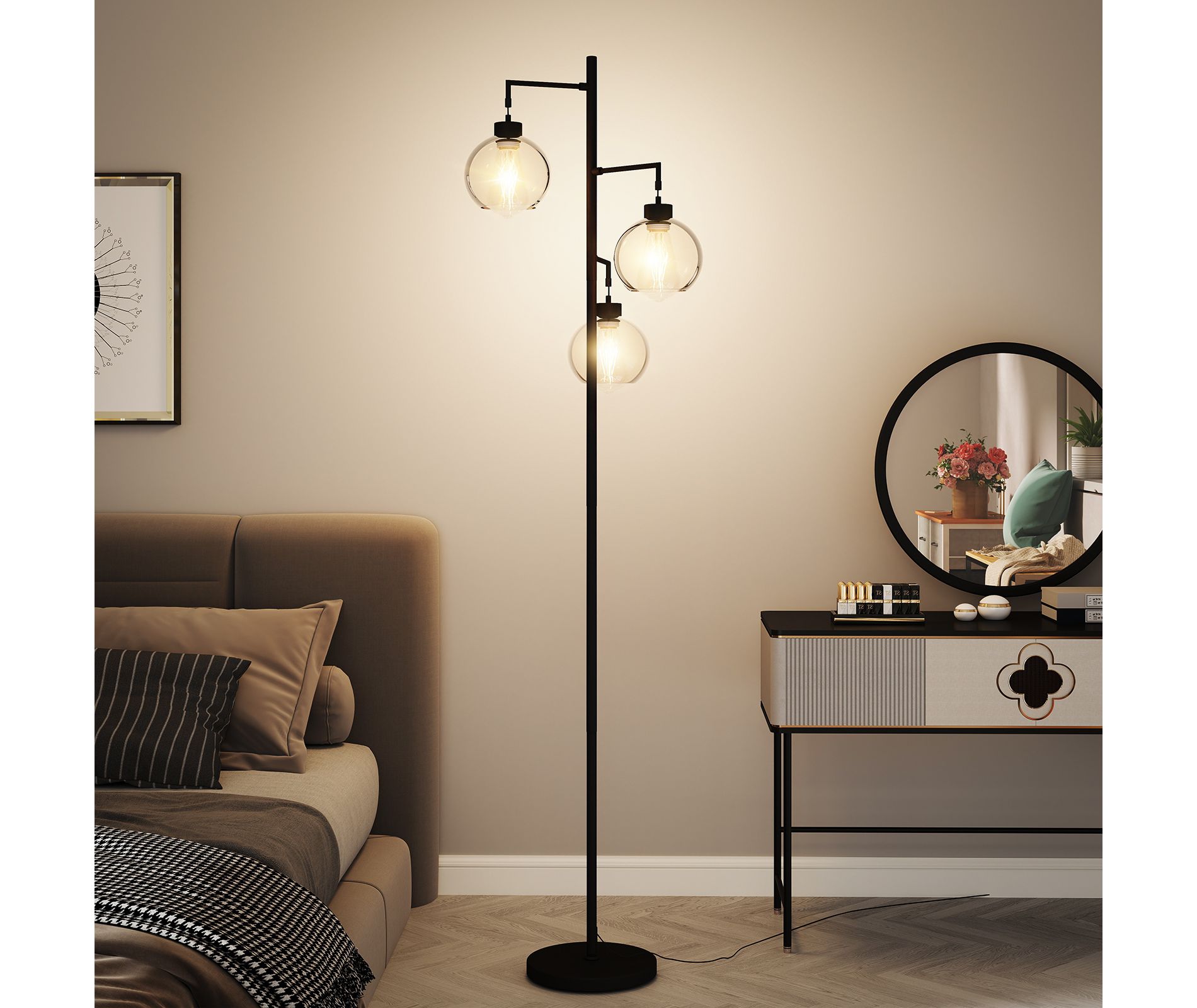 Dexmalle 67" Tree-Shaped Living Room Floor Lamp with 3 Lights