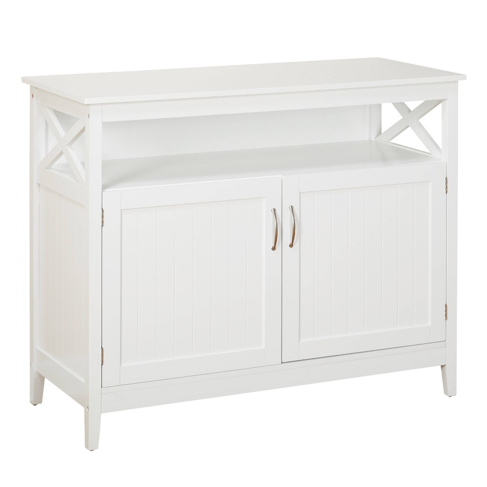 Buylateral Southport Farmhouse Buffet Servers White: Wood Composite Sideboard, Adjustable Shelves