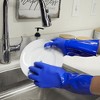 Juvale 2 Pairs Heavy Duty Rubber Cleaning Gloves for Kitchen, Dishwashing, Reusable and Cotton Lined (XL, Blue) - 2 of 4