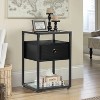 VECELO Nightstand Set of 1, Glass Top Bedside Table with Drawer & Shelf for Living Room or Bedroom, Black - 2 of 4