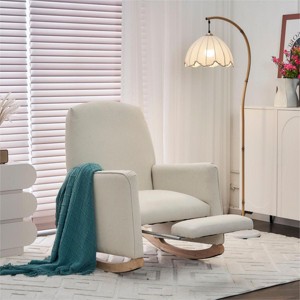 Nursery Rocking Chair,Breastfeeding Chair,Best Nursery Chair For Small Spaces,Teddy Fabric Rocking Chair With Leg Rest-Cuddlewood - 1 of 4