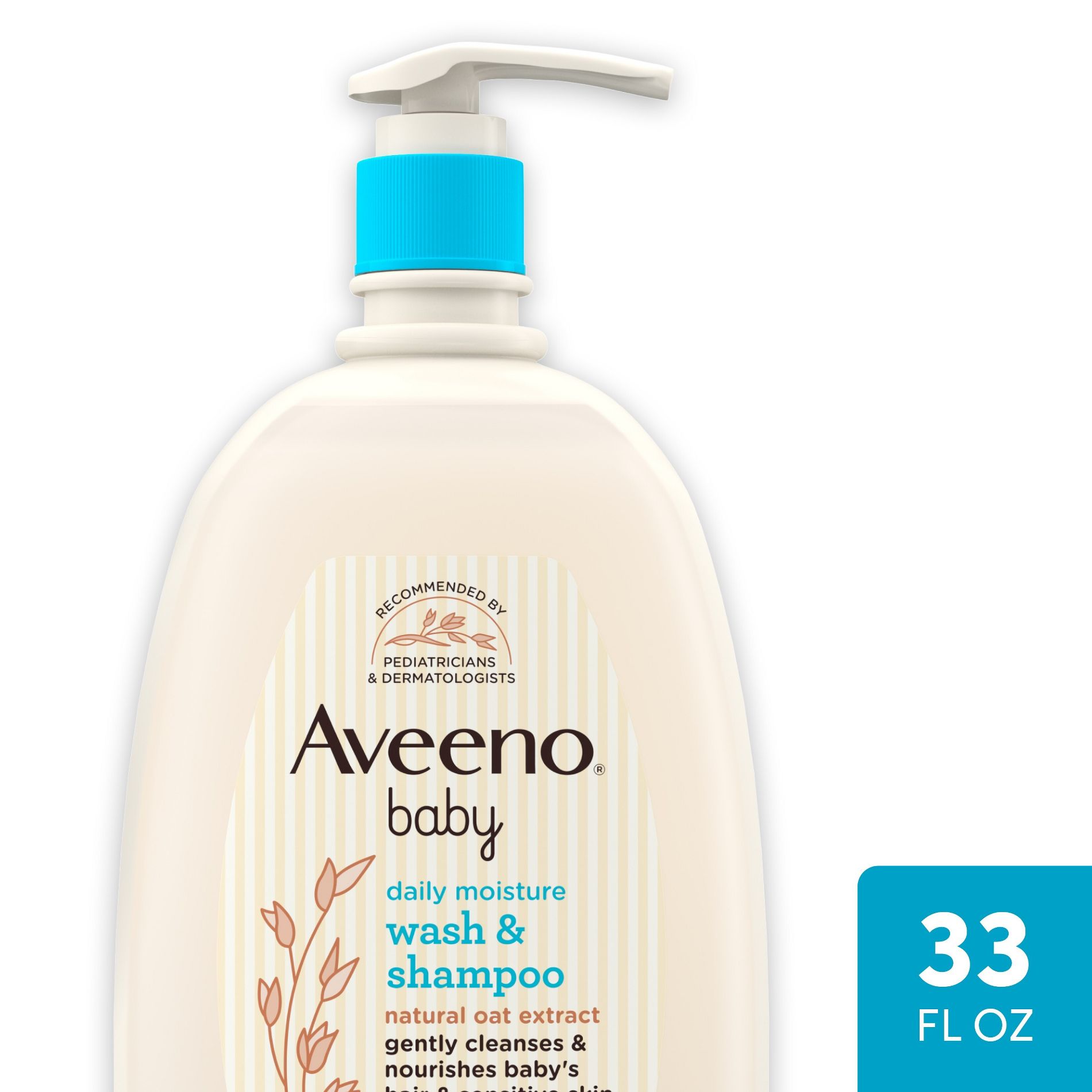 Aveeno Baby Gentle Wash & Shampoo with Oat Extract For Sensitive Hair & Skin - Lightly Scented - 33 fl oz