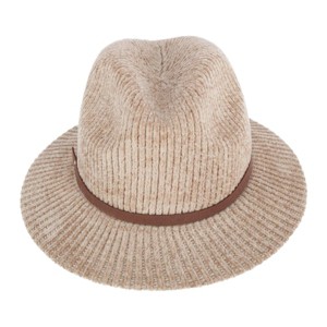 CTM Women's Chenille Ribbed Knit Fedora with Hatband - 1 of 4