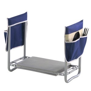 VEVOR Garden Kneeler and Seat, 11 in Wide Kneeling Pad, Heavy Duty Garden Kneeling Stool, Folding Garden Seat with 2 Tool Bags, Silver&Blue - 1 of 4