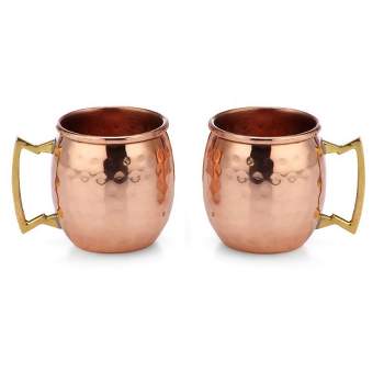Modern Home Authentic 100% Solid Copper Hammered Moscow Mule Mug Shot Glass - Set of 2