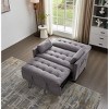 TiramisuBest 55" Velvet Foldable Sofa Bed with Adjustable Backrest and USB Port, 2-Seat Convertible Sleeper Couch with Pillows, Gray - 4 of 4