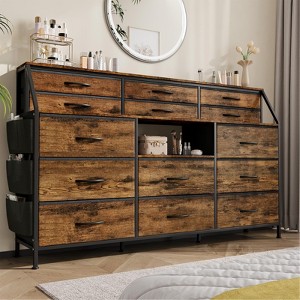 Dresser for Bedroom with 14 Drawers, 55" W Dresser with Side Pocket, Fabric Dressers & Chests of Drawers with Shelves - 1 of 4